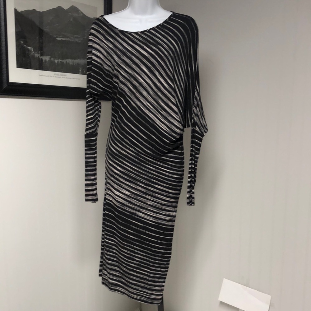 Women’s BCBGMaxAzria Black and Gray Asymmetrical Cocktail Dress Size M